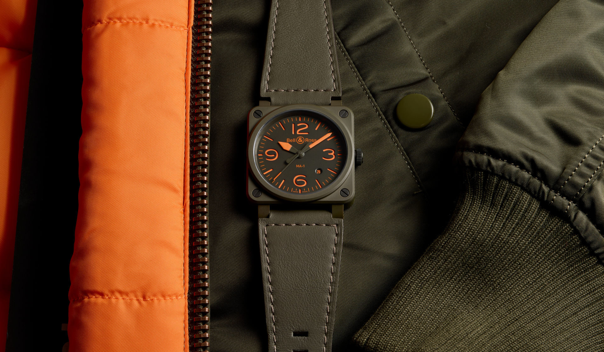 Inspired by the iconic bomber jacket, the new Bell & Ross BR03-92 MA-1 takes flight